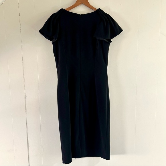 Badgley Mischka Tulip Shoulder Sheath Dress‎ in Black sz 8 - Picture 6 of 6
